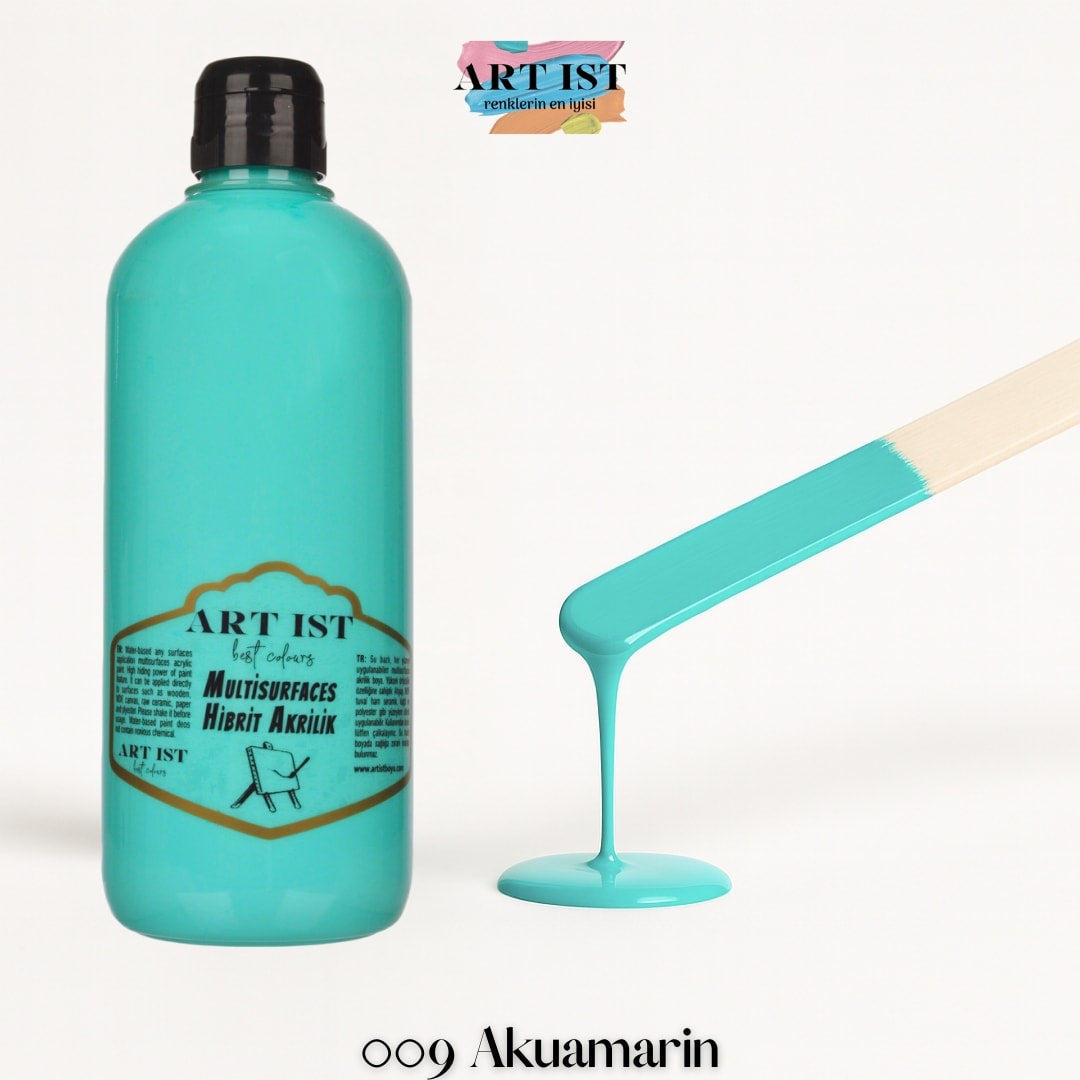 ART IST Multisurfaces Hibrit Akrilik Boya 500ml – 009 Akuamarin