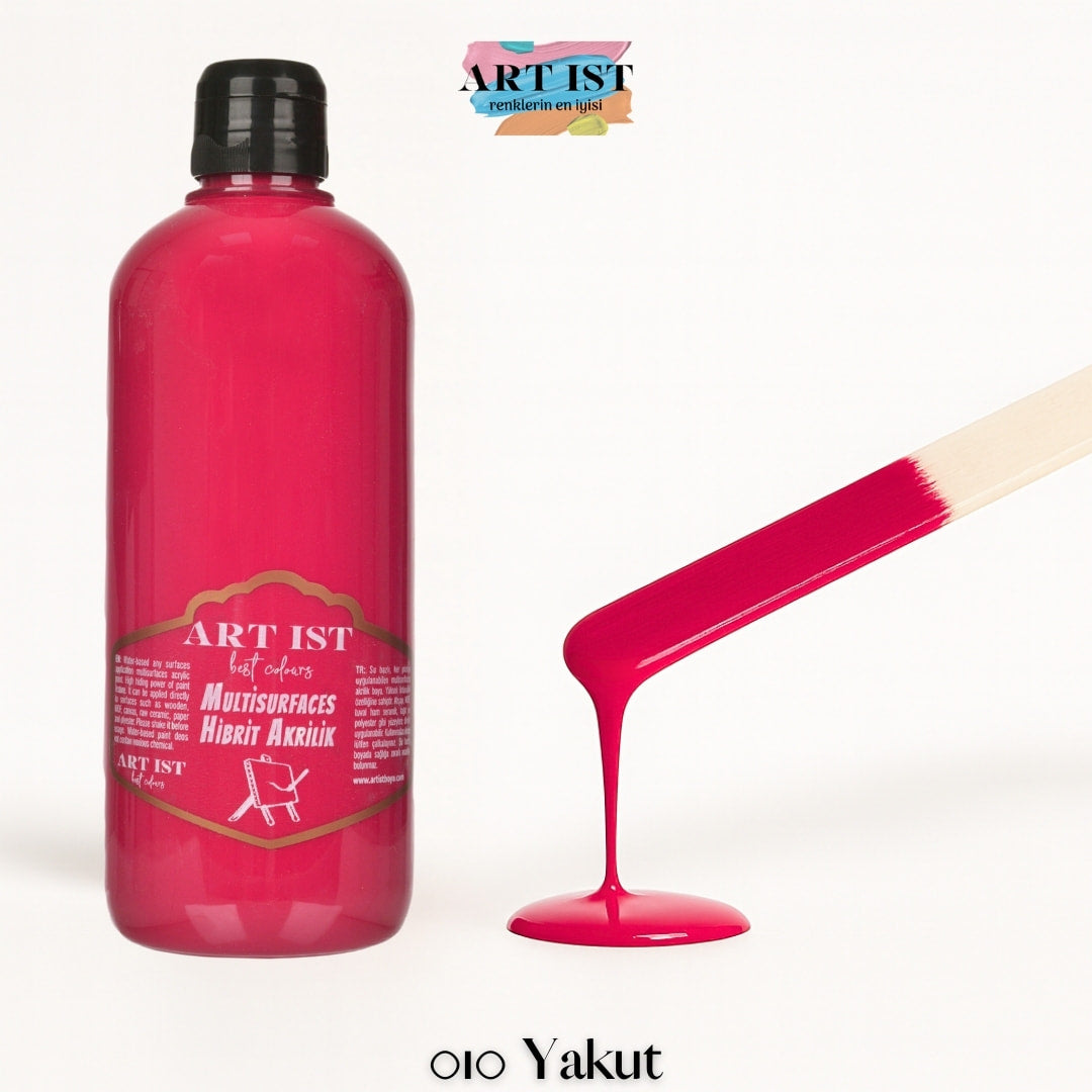 ART IST Multisurfaces Hibrit Akrilik Boya 500ml – 010 Yakut Kirmizi