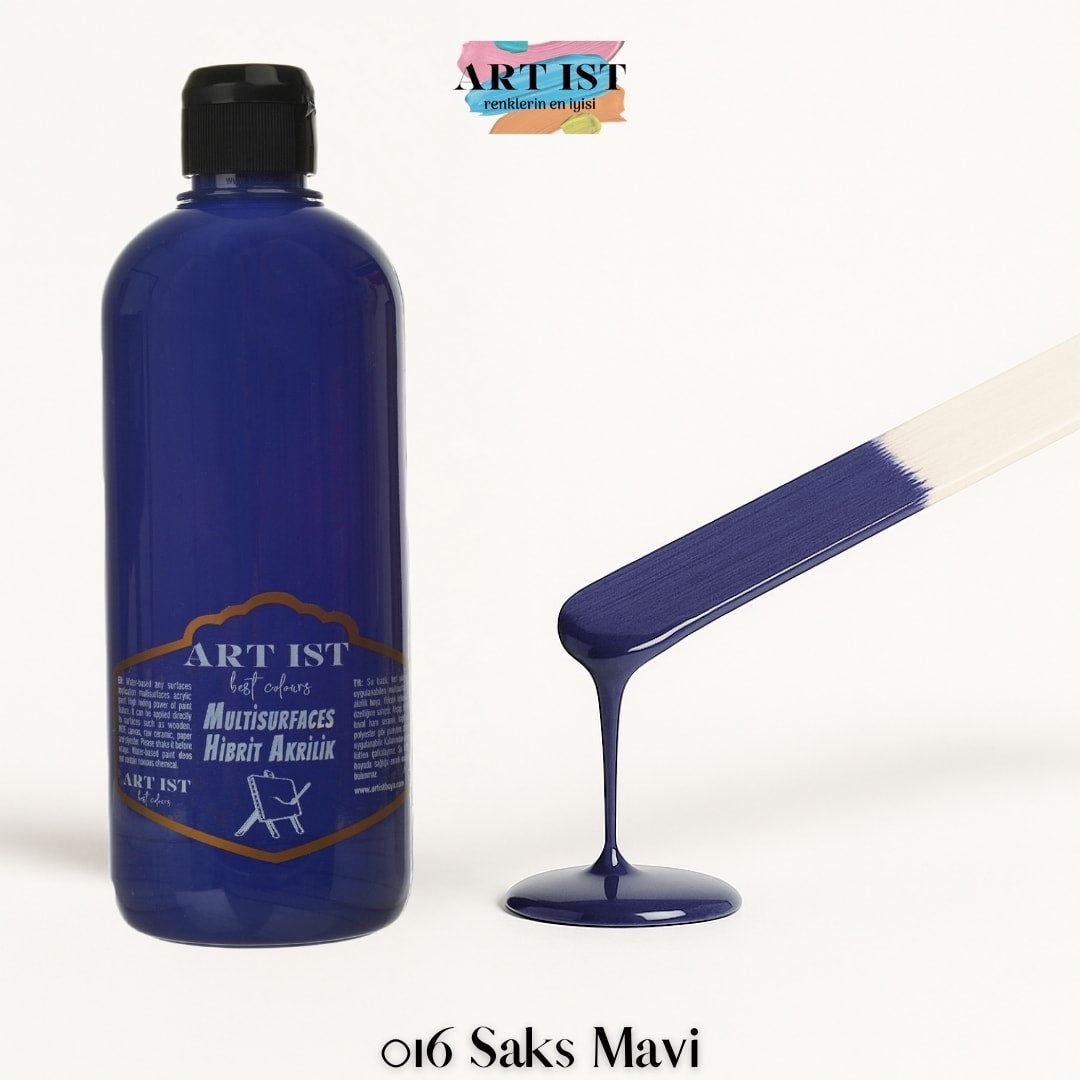 ART IST Multisurfaces Hibrit Akrilik Boya 500ml – 016 Saks Mavi