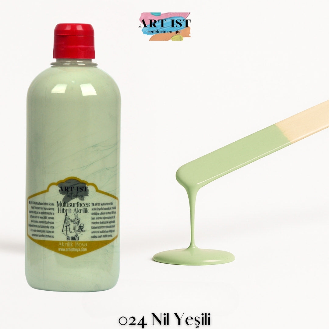 ART IST Multisurfaces Hibrit Akrilik Boya 500ml – 024 Nil Yesili
