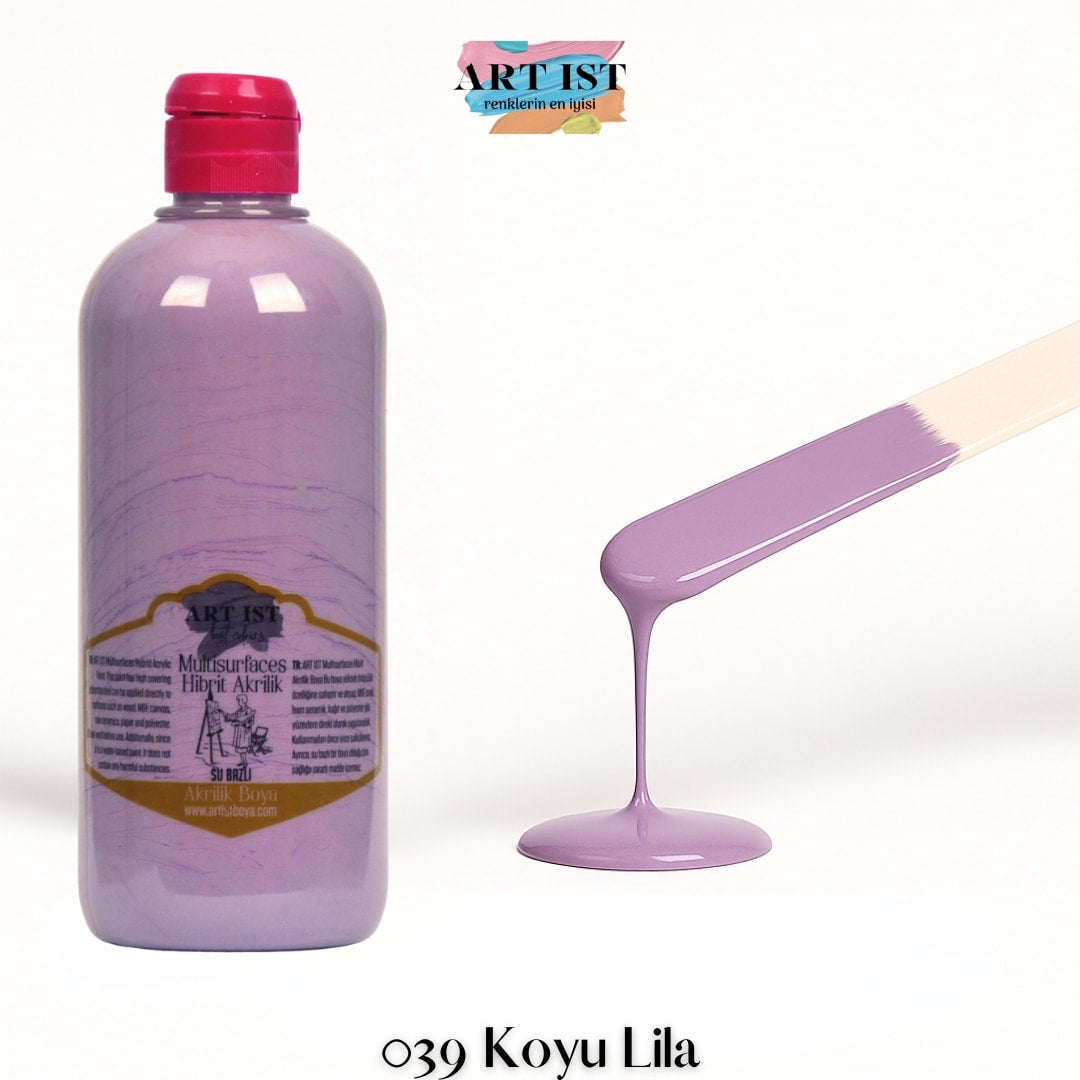 ART IST Multisurfaces Hibrit Akrilik Boya 500ml – 039 Koyu Lila