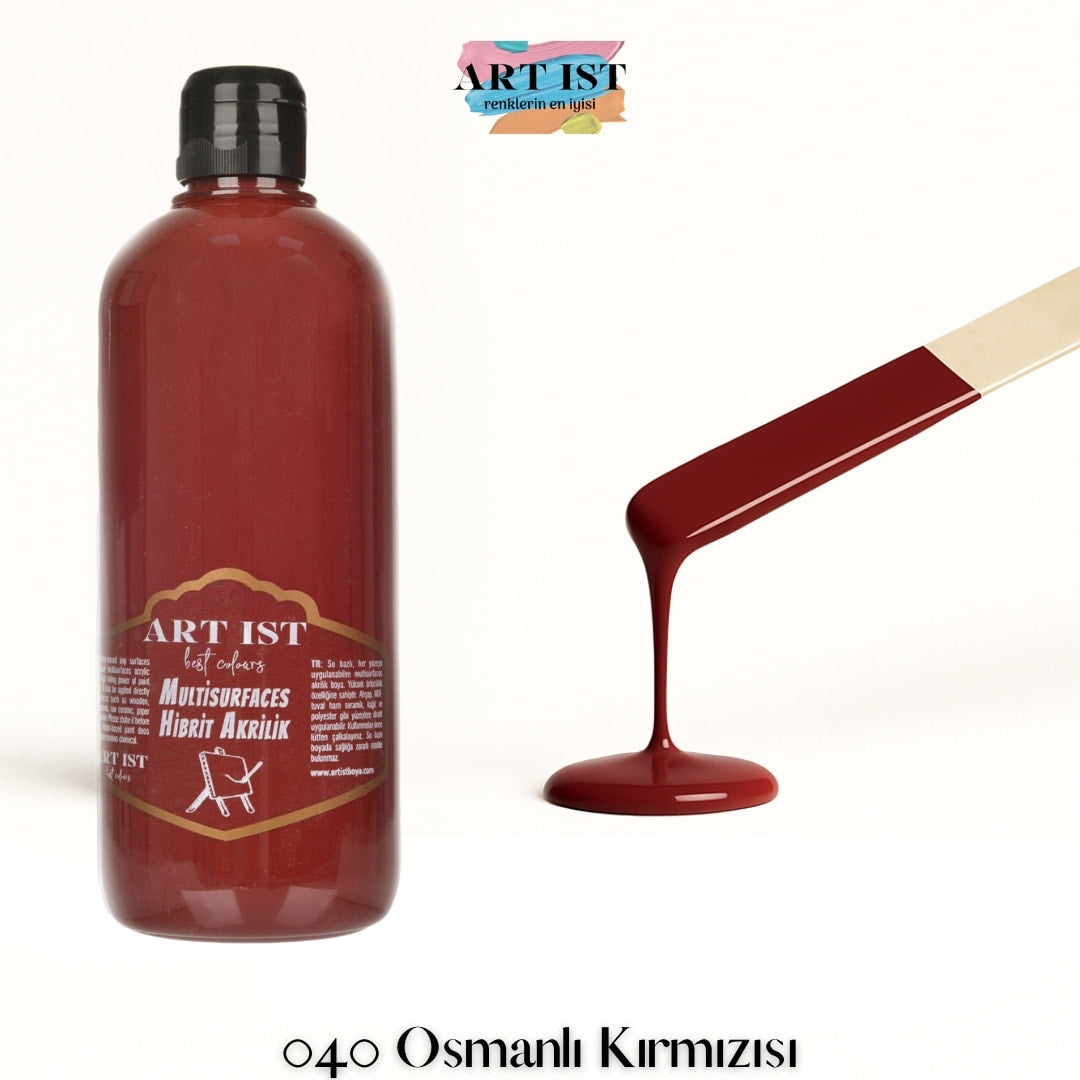 ART IST Multisurfaces Hibrit Akrilik Boya 500ml – 040 Osmanli Kirmizisi