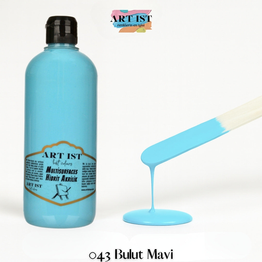 ART IST Multisurfaces Hibrit Akrilik Boya 500ml – 043 Bulut Mavi