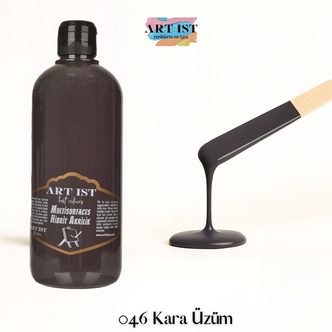 ART IST Multisurfaces Hibrit Akrilik Boya 500ml – 046 Kara Uzum