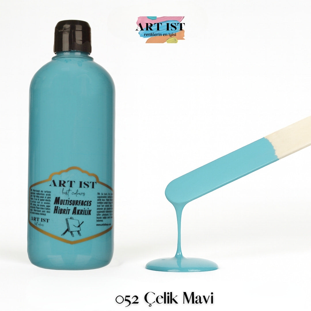 ART IST Multisurfaces Hibrit Akrilik Boya 500ml – 052 Celik Mavi
