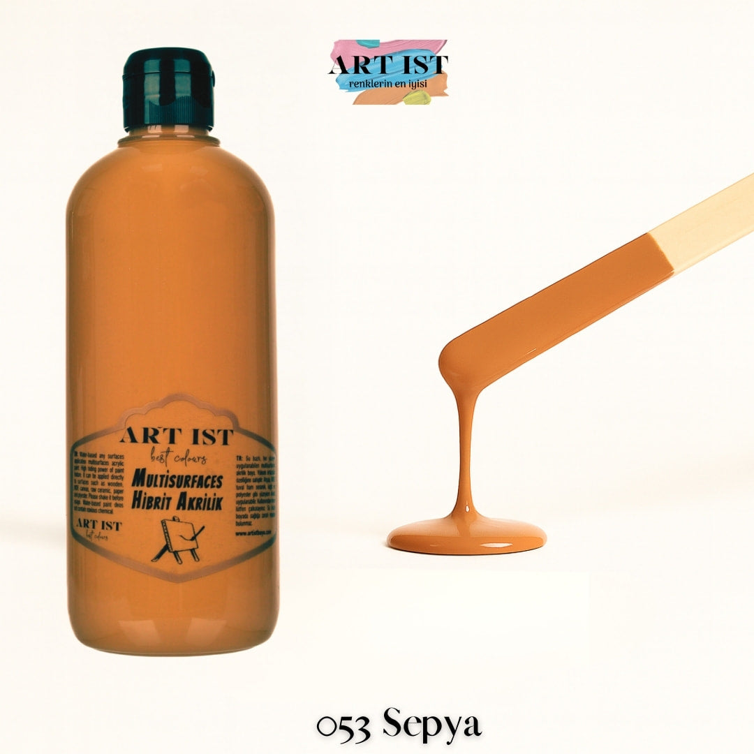 ART IST Multisurfaces Hibrit Akrilik Boya 500ml – 053 Sepya