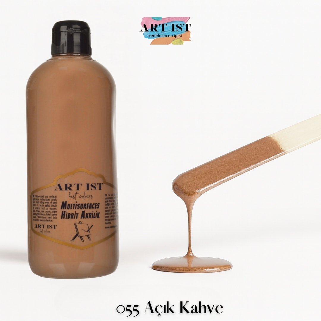ART IST Multisurfaces Hibrit Akrilik Boya 500ml – 055 Acik Kahve