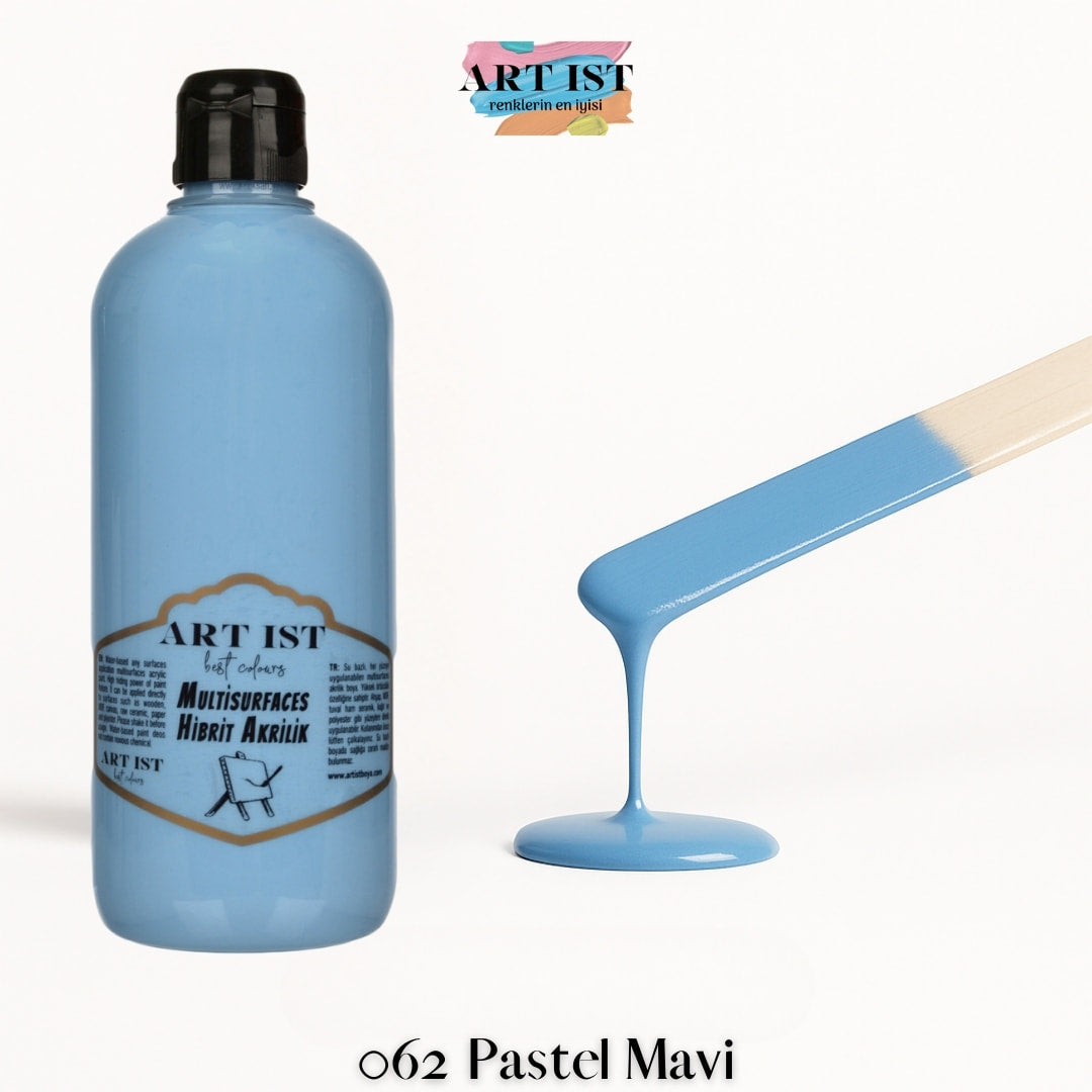 ART IST Multisurfaces Hibrit Akrilik Boya 500ml – 062 Pastel Mavi