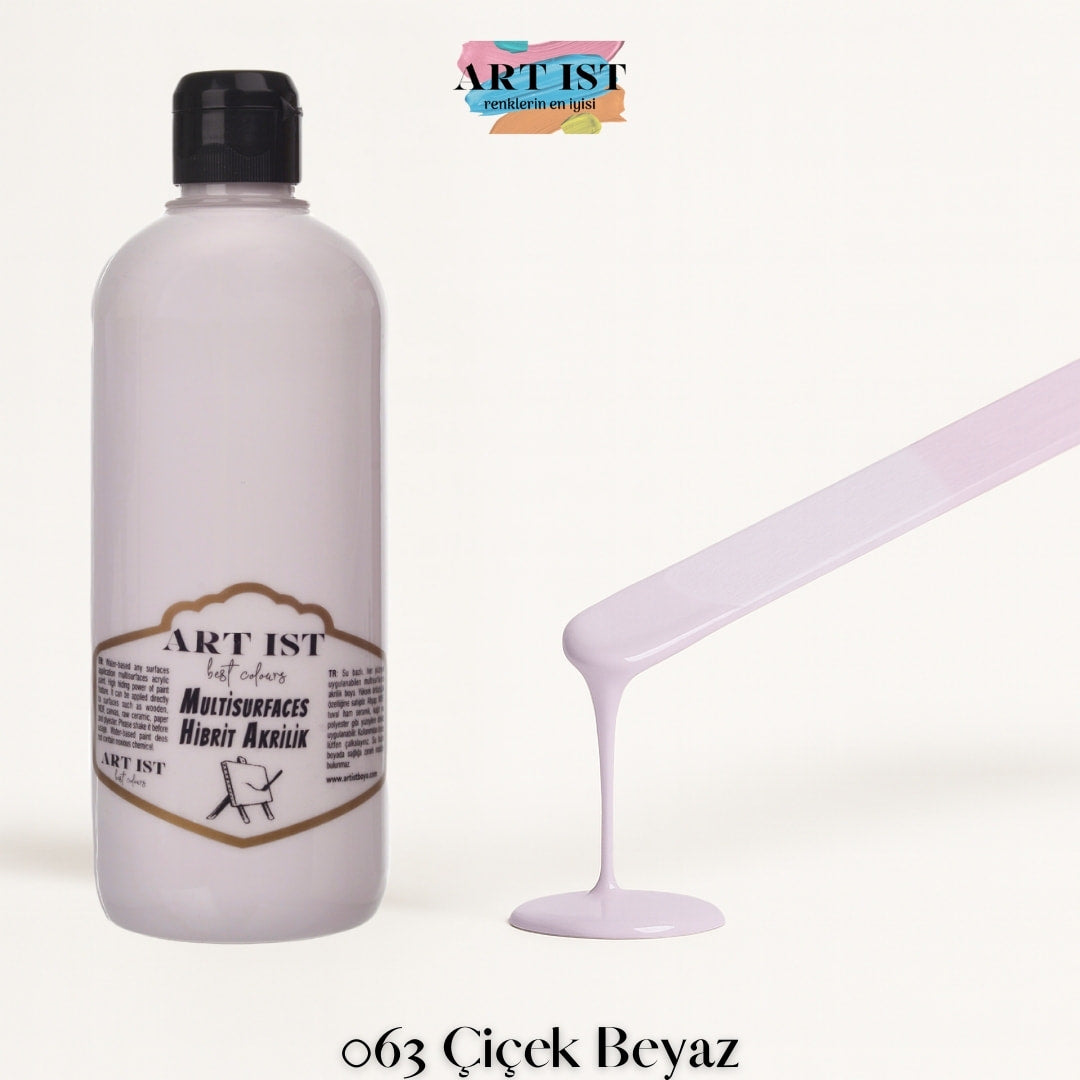 ART IST Multisurfaces Hibrit Akrilik Boya 500ml – 063 Cicek Beyaz