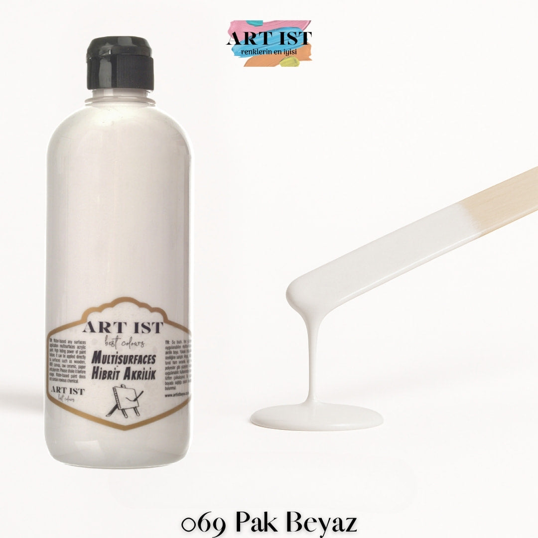 ART IST Multisurfaces Hibrit Akrilik Boya 500ml – 069 Pak Beyaz