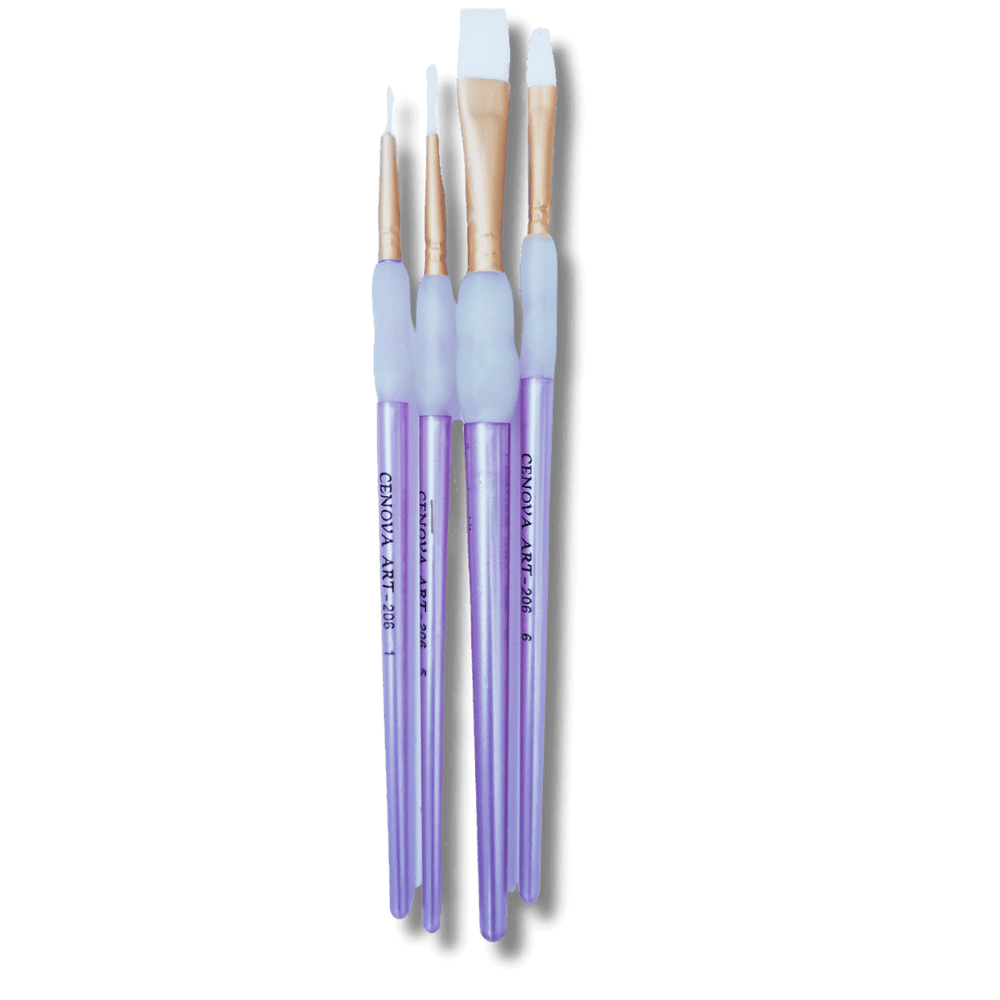 4-Piece Mixed Rubber-Handled Brush Set