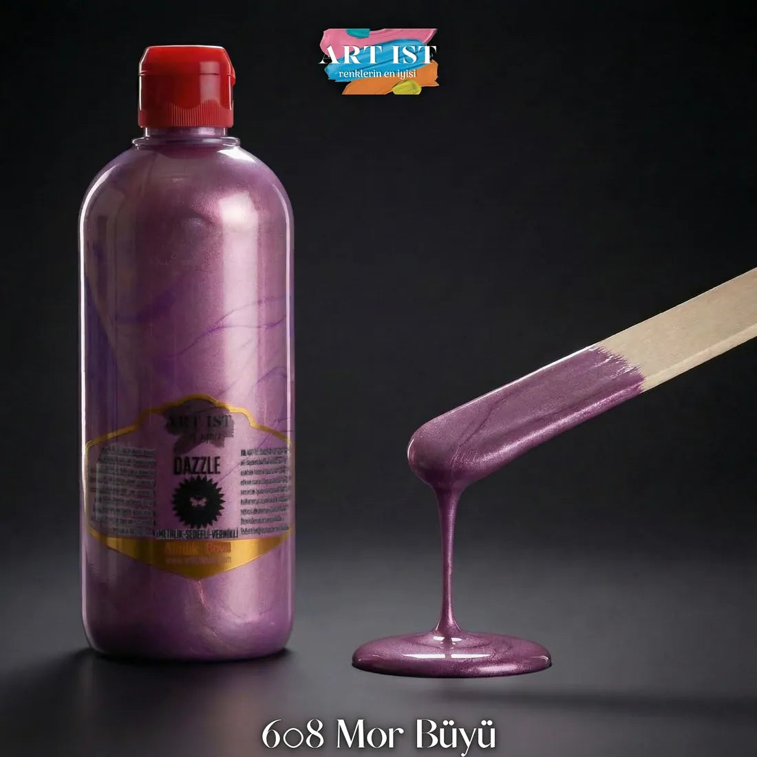 ART IST Dazzle 601 Kor Ateşi — metalik sedefli vernikli akrilik boya