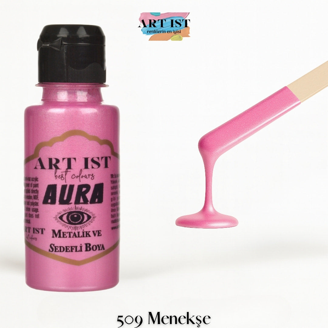 ART IST AURA Metalik Sedefli ve Vernikli Akrilik Boya 100ml – 509 Menekse