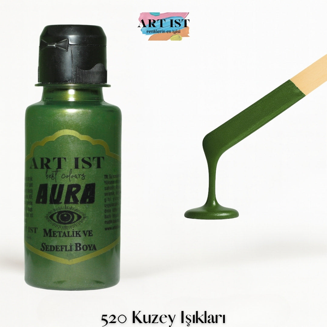 ART IST AURA Metalik Sedefli ve Vernikli Akrilik Boya 100ml – 520 Kuzey Isiklari