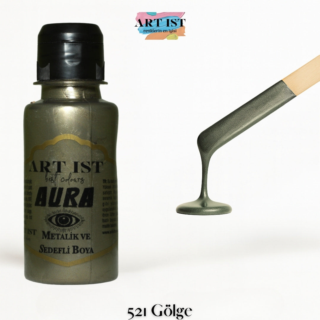 ART IST AURA Metalik Sedefli ve Vernikli Akrilik Boya 100ml – 521 Golge