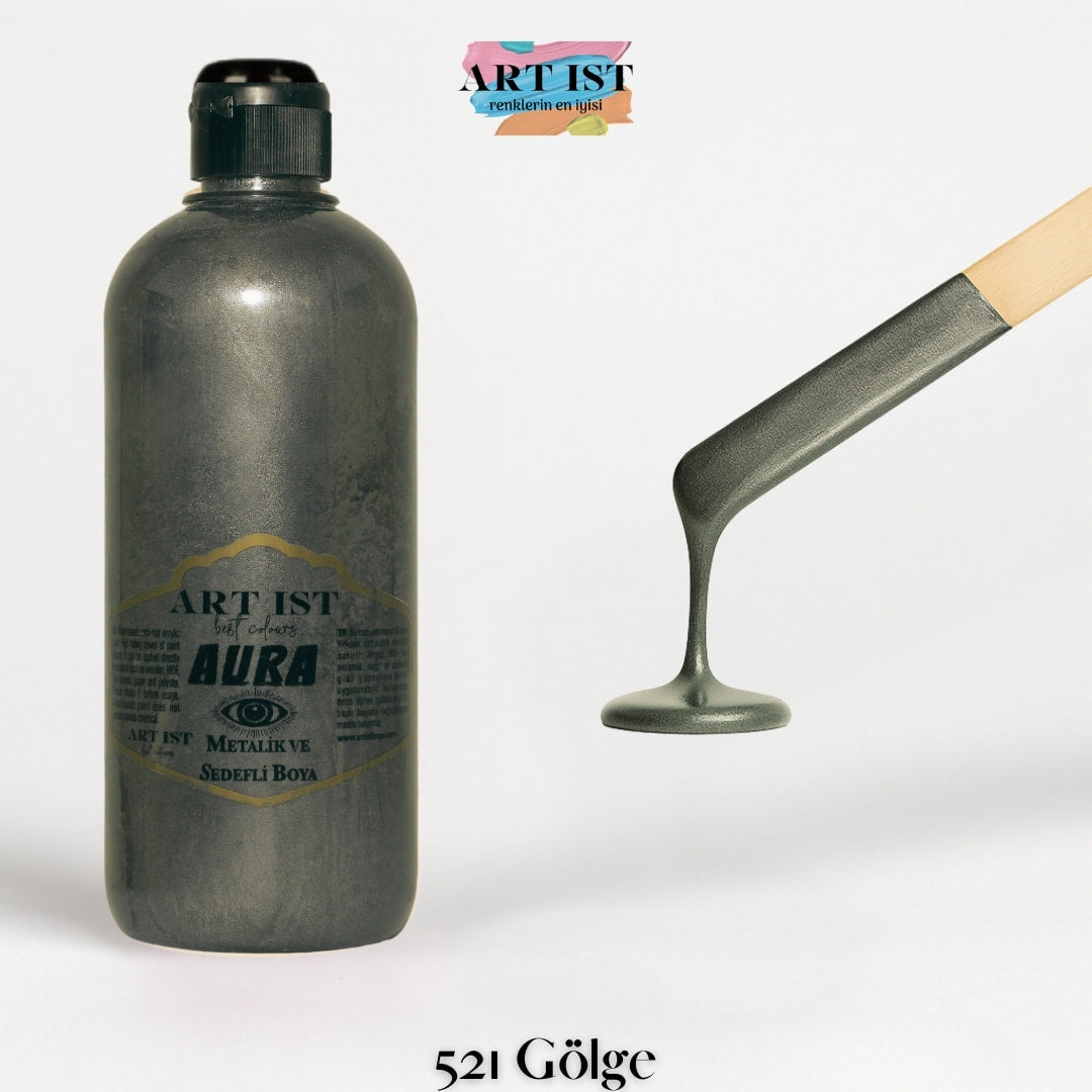 ART IST AURA Metalik Sedefli ve Vernikli Akrilik Boya 500ml – 521 Golge