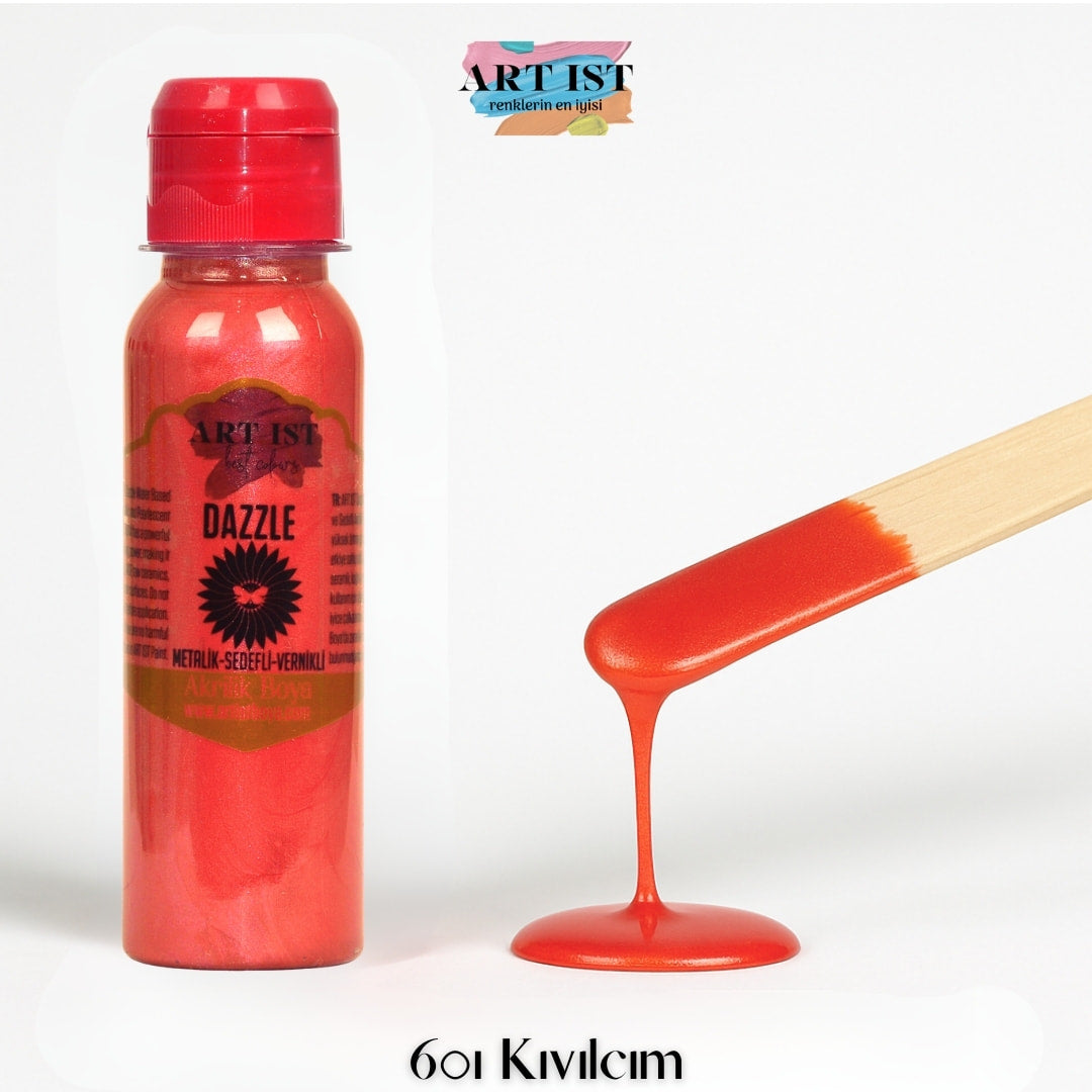 ART IST DAZZLE Metalik Sedefli ve Vernikli Akrilik Boya 100ml – 601 Kivilcim