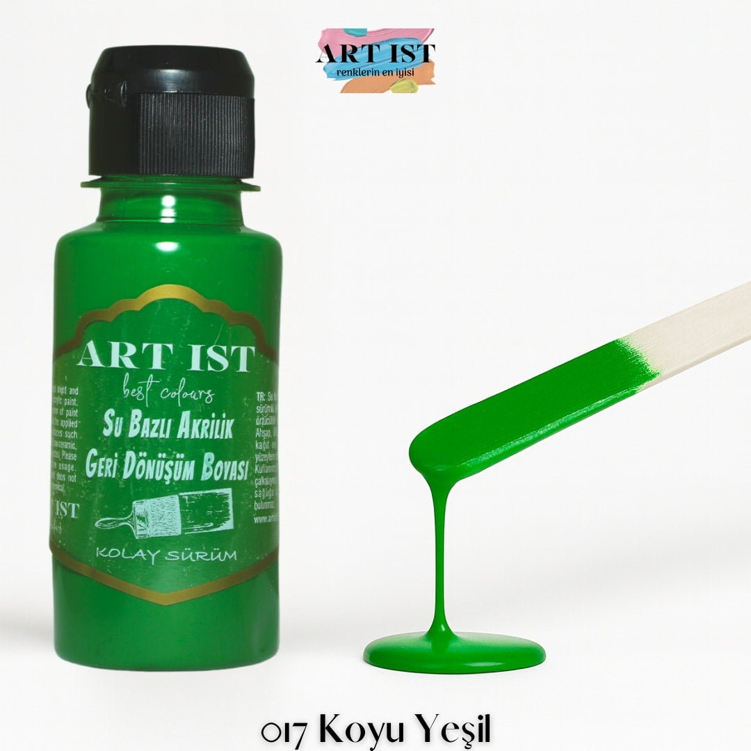ART IST Geri Donusum Akrilik Boya – 017 Koyu Yesil
