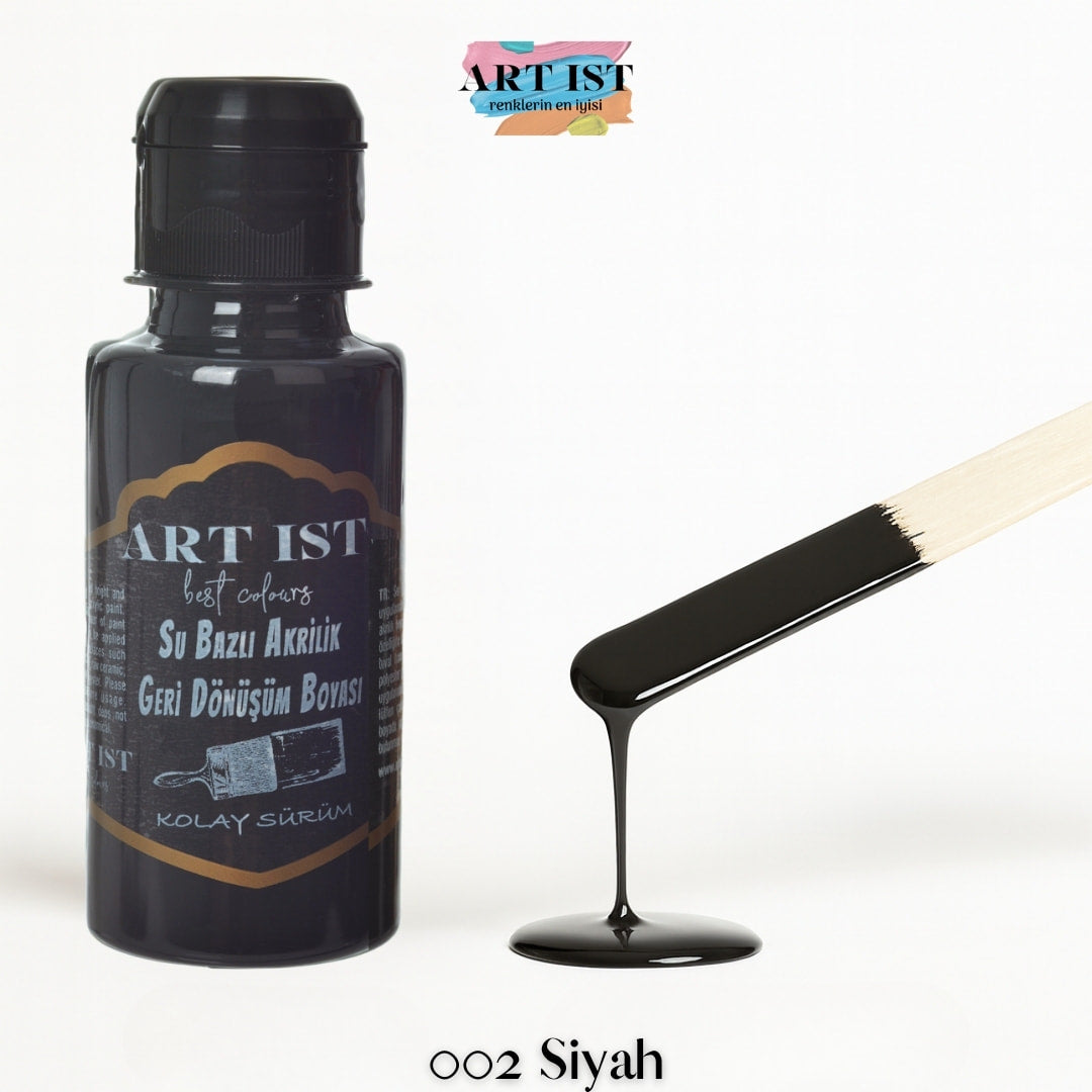 ART IST Geri Donusum Akrilik Boya 100ml – 002 Siyah