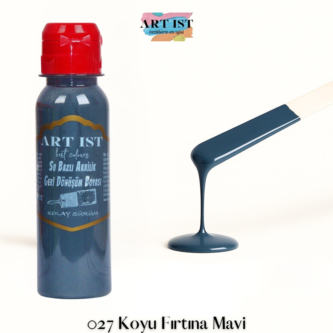 ART IST Geri Donusum Akrilik Boya 100ml – 027 Koyu Firtina Mavi