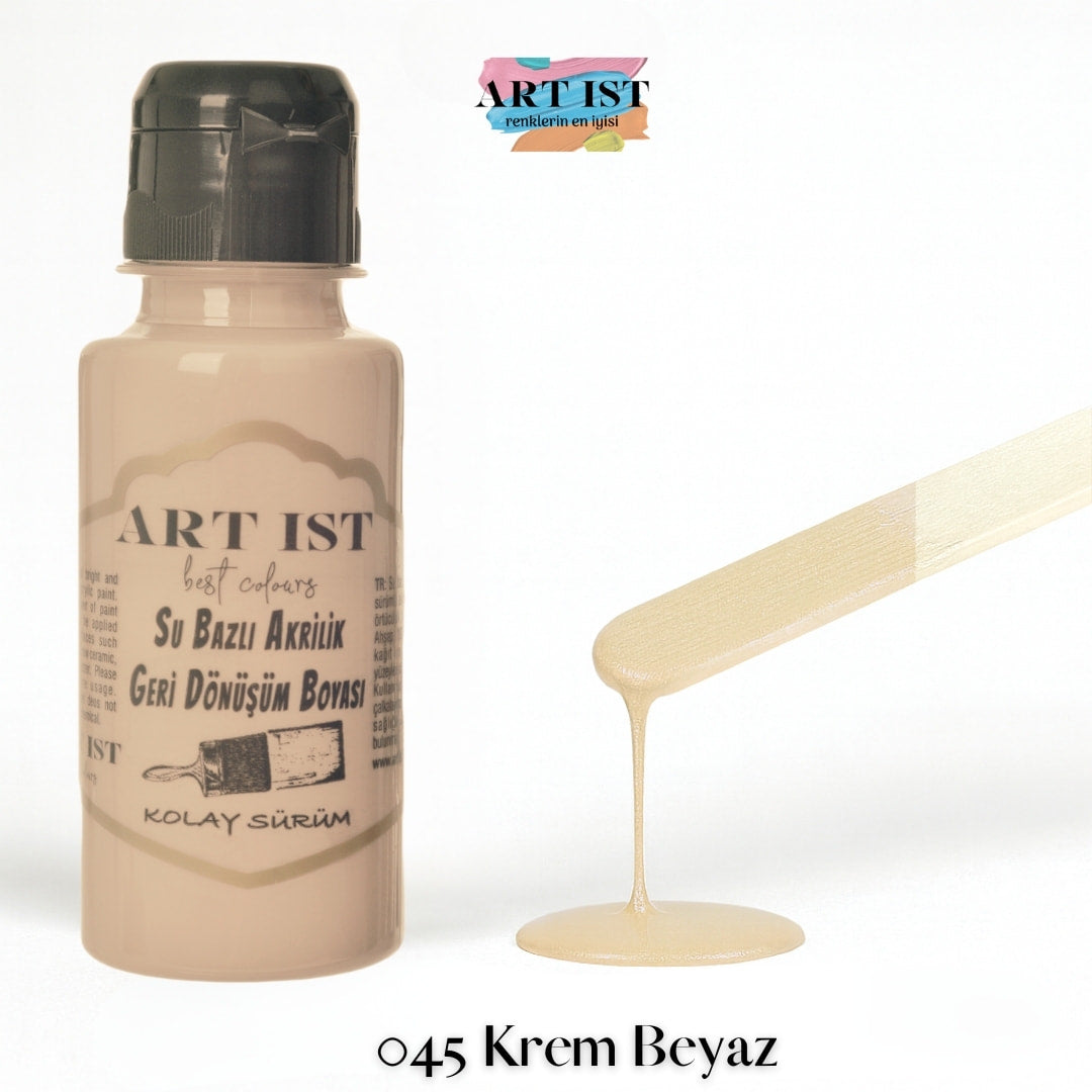 ART IST Geri Donusum Akrilik Boya 100ml – 045 Krem Beyaz