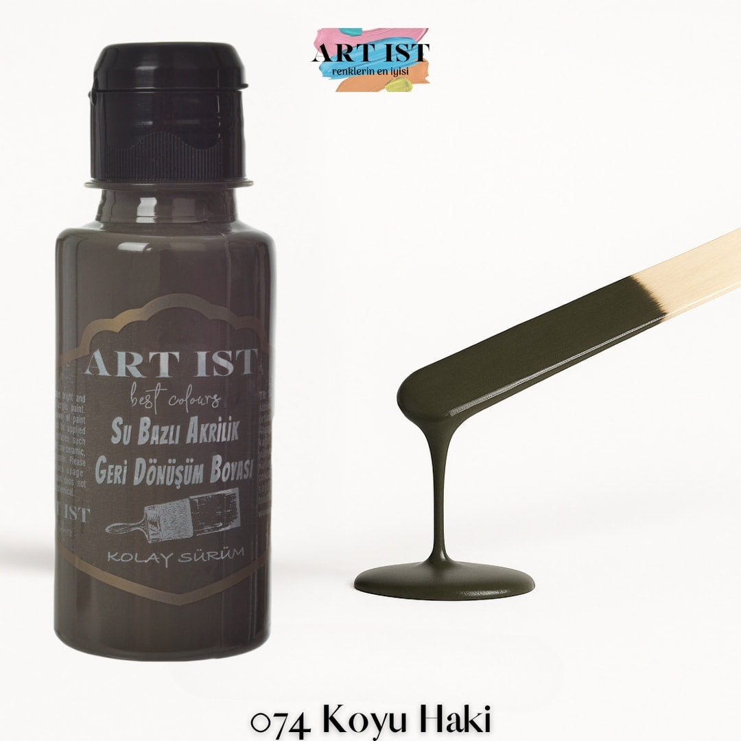 ART IST Geri Donusum Akrilik Boya 100ml – 074 Koyu Haki
