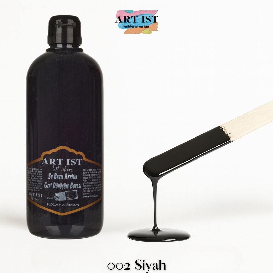 ART IST Geri Donusum Akrilik Boya 500ml – 002 Siyah