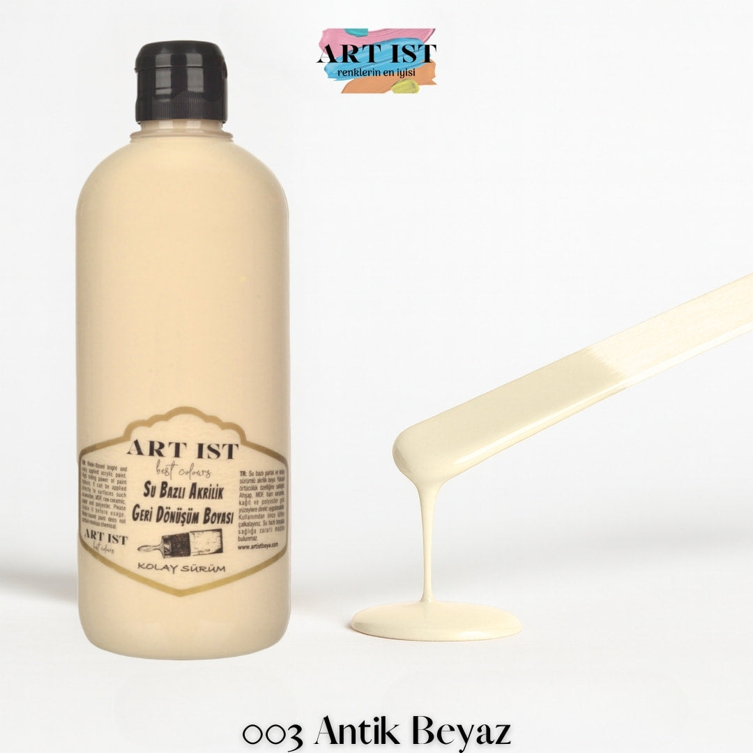 ART IST Geri Donusum Akrilik Boya 500ml – 003 Antik Beyaz