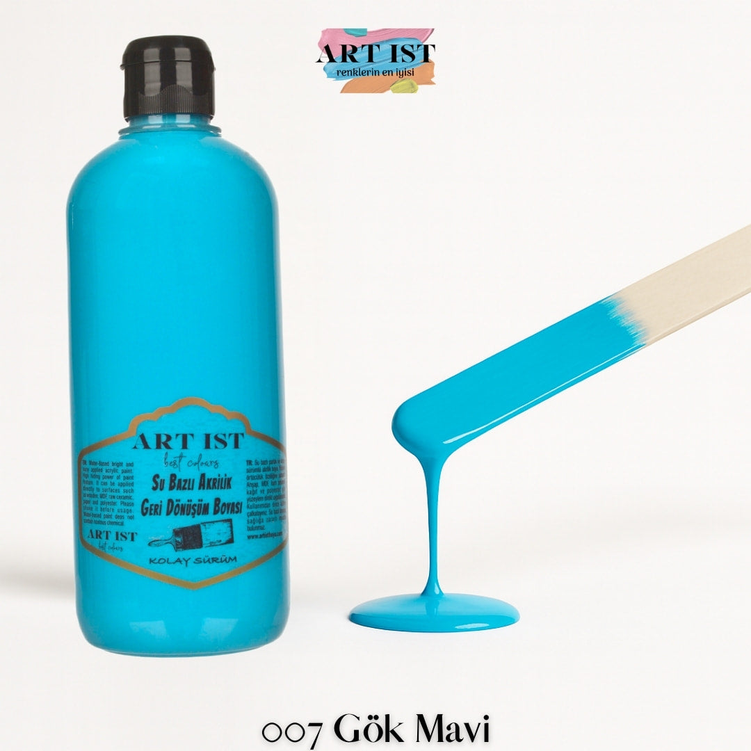ART IST Geri Donusum Akrilik Boya 500ml – 007 Gok Mavi