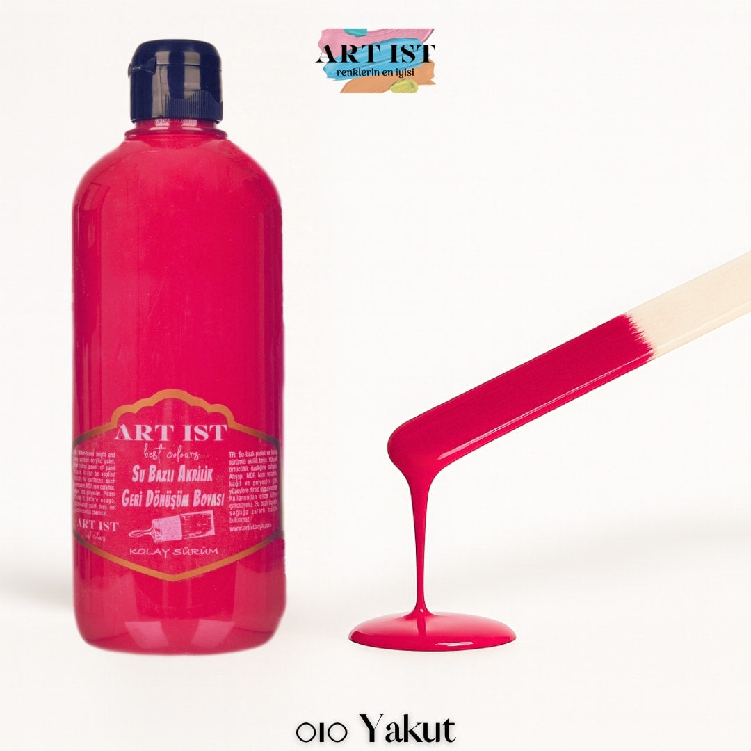 ART IST Geri Donusum Akrilik Boya 500ml – 010 Yakut Kirmizi