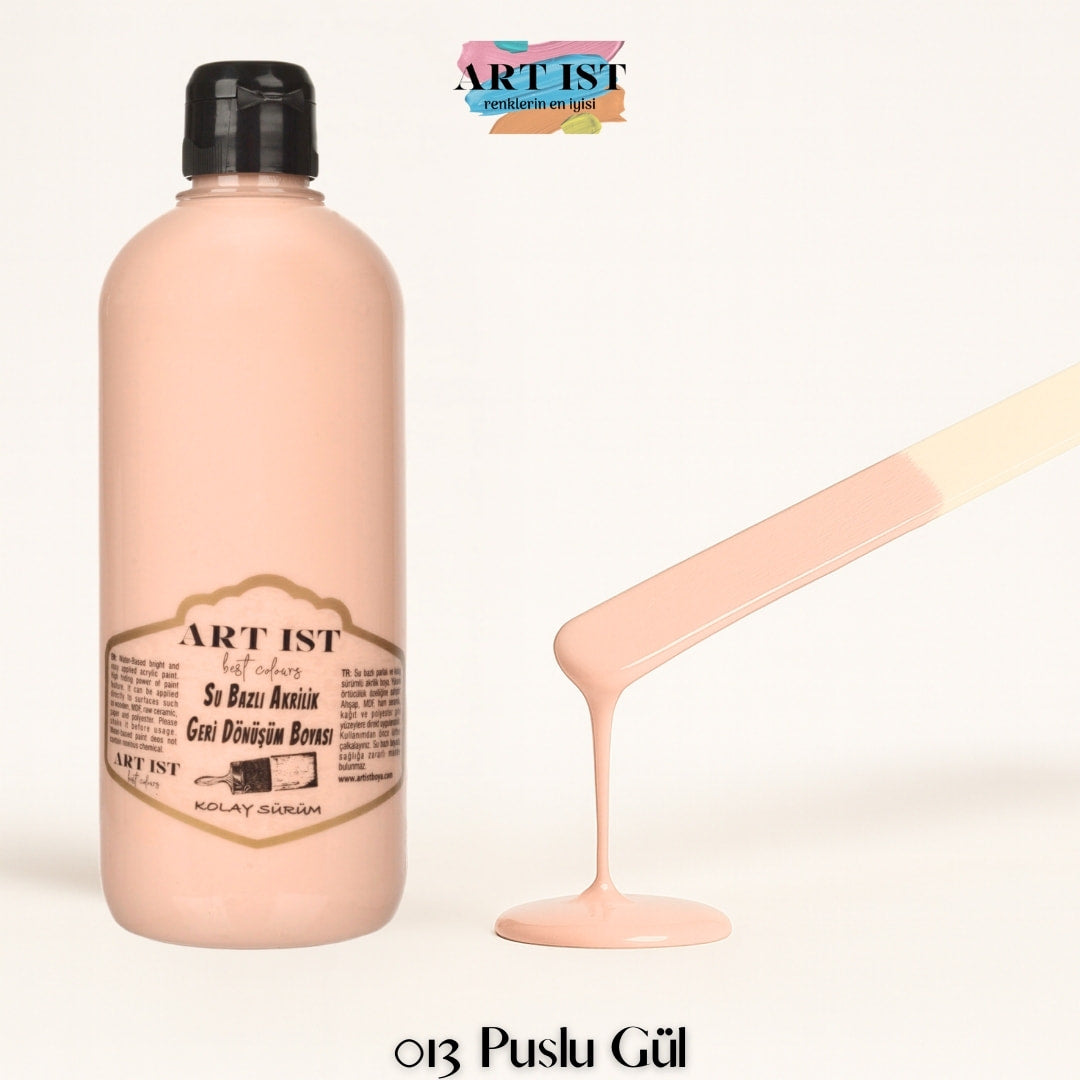 ART IST Geri Donusum Akrilik Boya 500ml – 013 Puslu Gul
