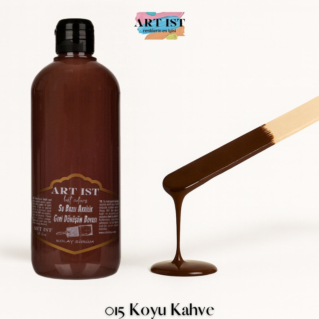 ART IST Geri Donusum Akrilik Boya 500ml – 015 Koyu Kahve