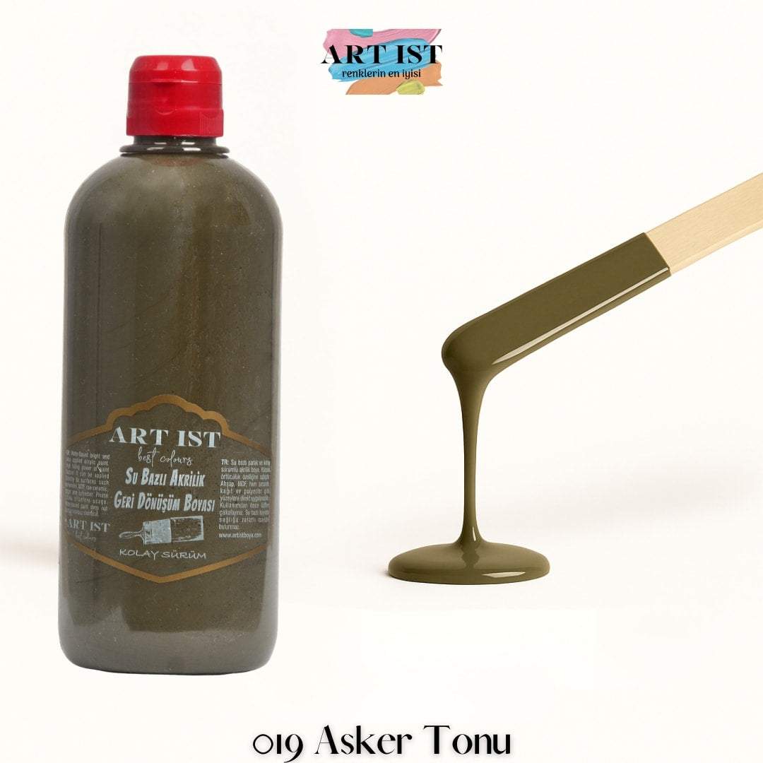ART IST Geri Donusum Akrilik Boya 500ml – 019 Asker Tonu