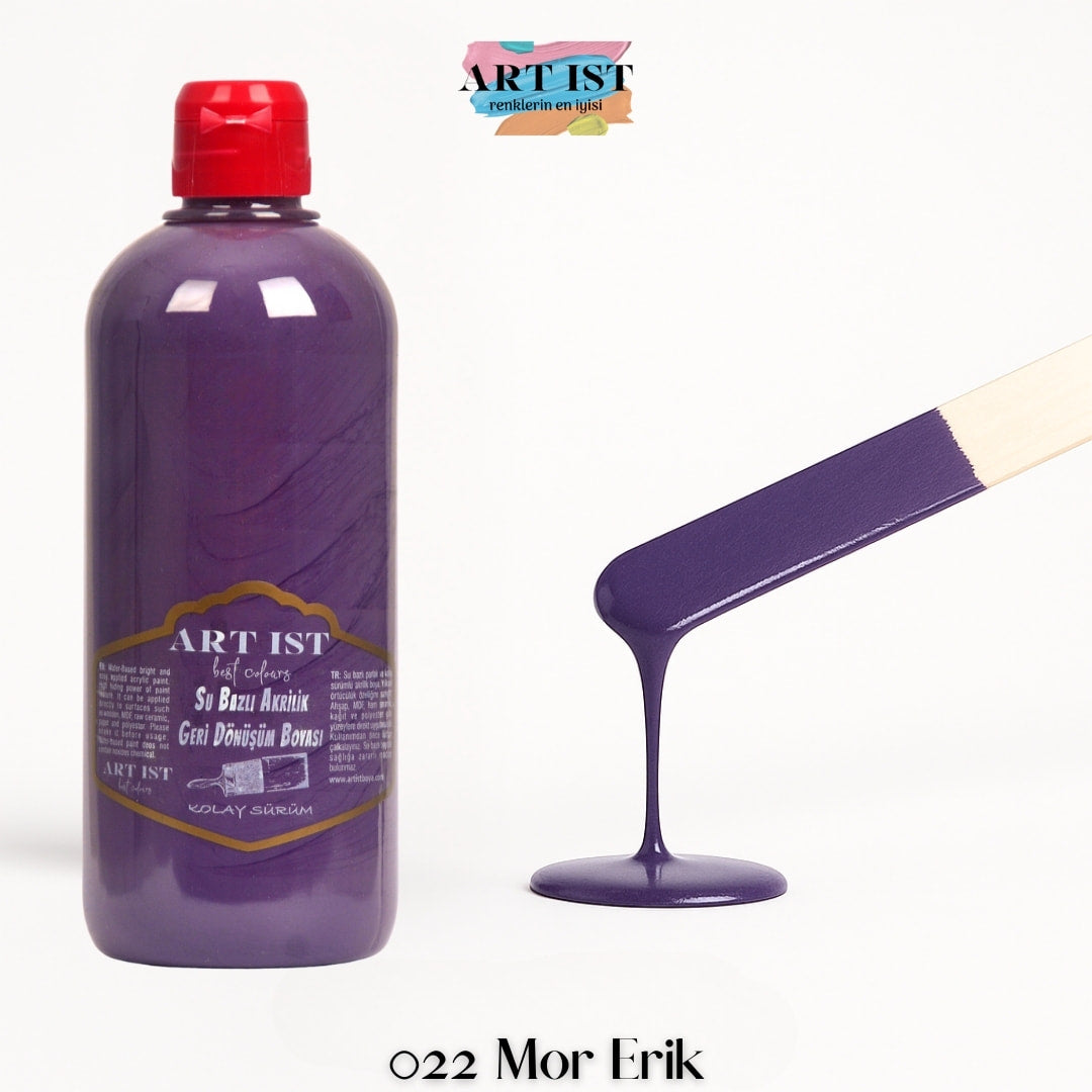 ART IST Geri Donusum Akrilik Boya 500ml – 022 Mor Erik