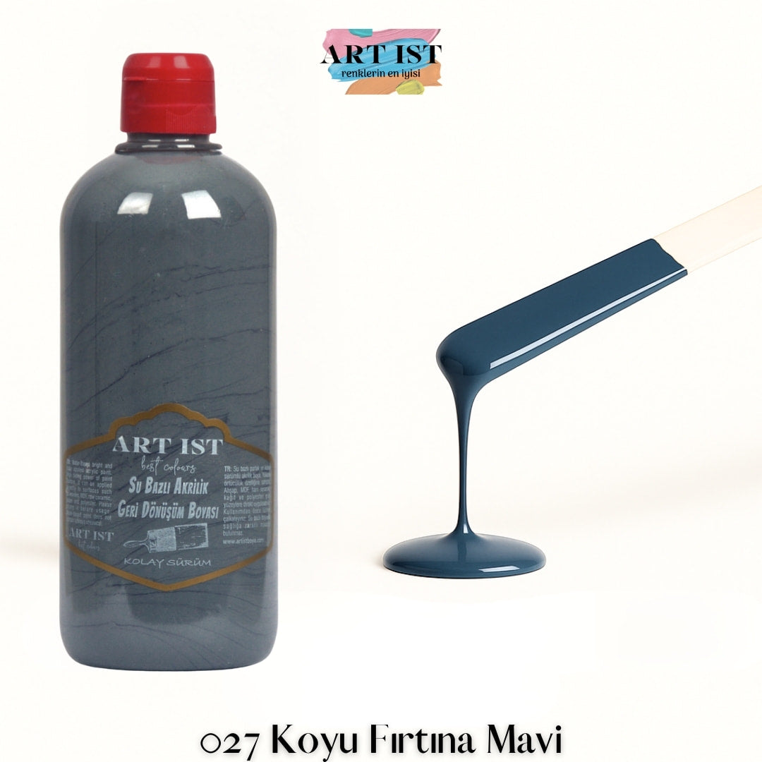 ART IST Geri Donusum Akrilik Boya 500ml – 027 Koyu Firtina Mavi