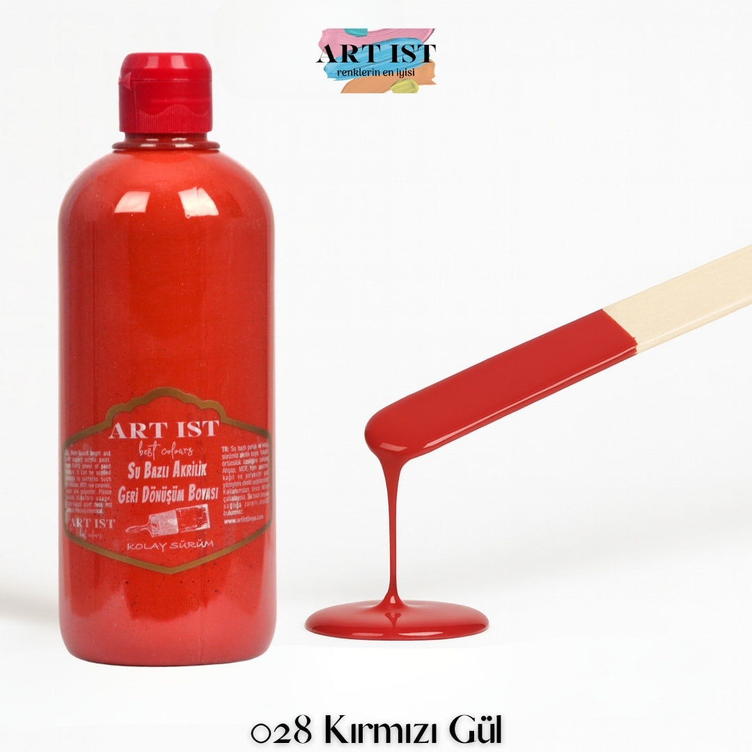 ART IST Geri Donusum Akrilik Boya 500ml – 028 Kirmizi Gul
