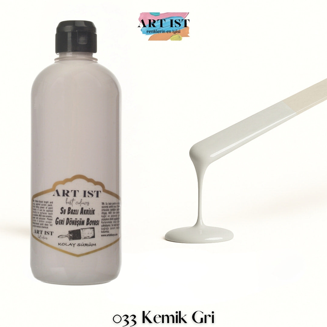 ART IST Geri Donusum Akrilik Boya 500ml – 033 Kemik Gri