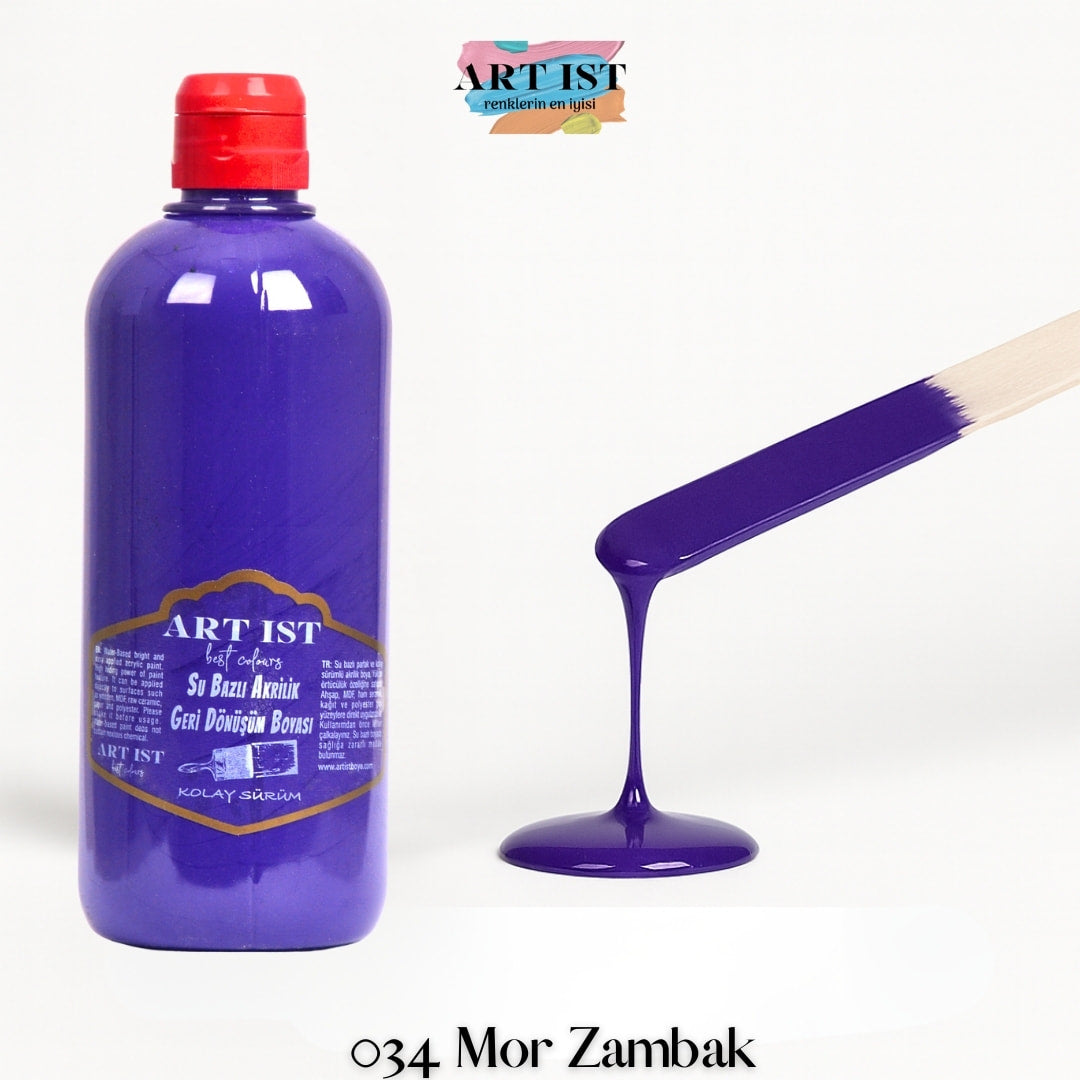 ART IST Geri Donusum Akrilik Boya 500ml – 034 Mor Zambak
