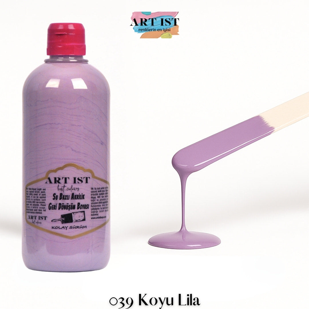 ART IST Geri Donusum Akrilik Boya 500ml – 039 Koyu Lila