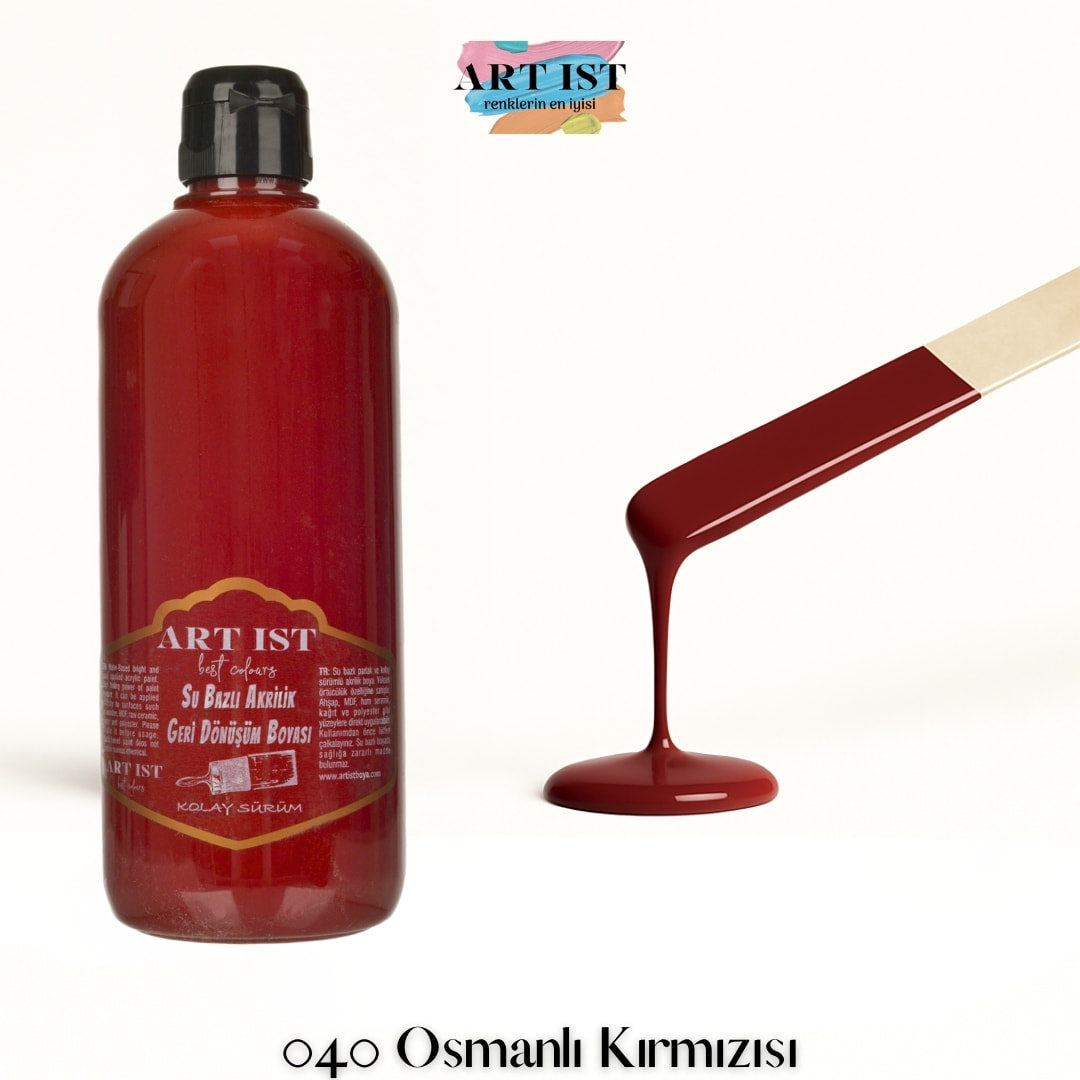ART IST Geri Donusum Akrilik Boya 500ml – 040 Osmanli Kirmizi