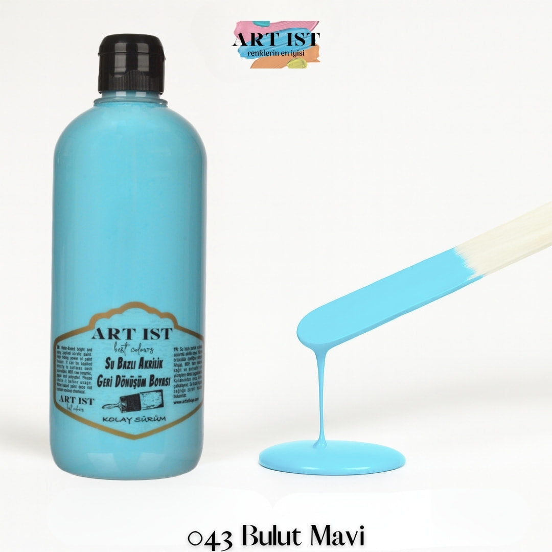 ART IST Geri Donusum Akrilik Boya 500ml – 043 Bulut Mavi