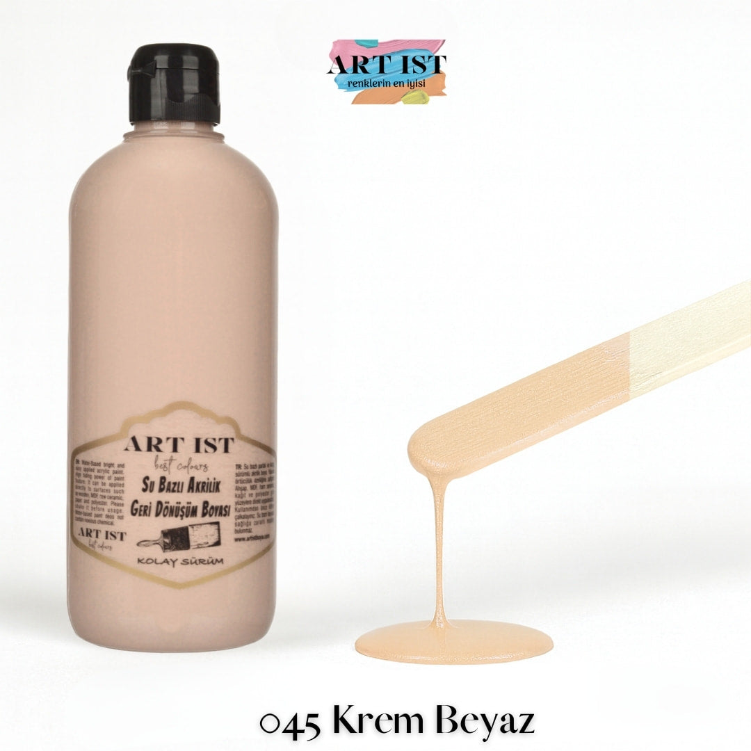 ART IST Geri Donusum Akrilik Boya 500ml – 045 Krem Beyaz