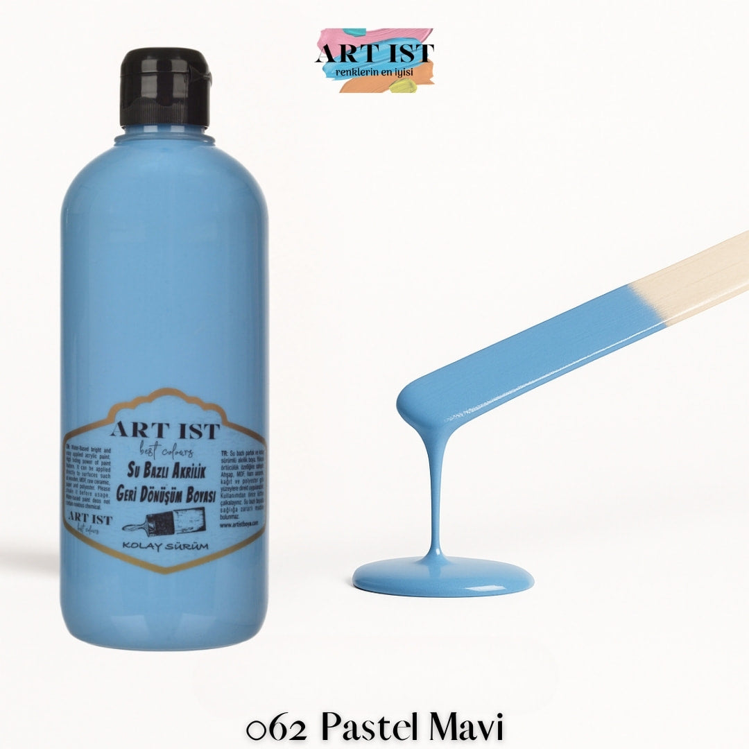 ART IST Geri Donusum Akrilik Boya 500ml – 062 Pastel Mavi