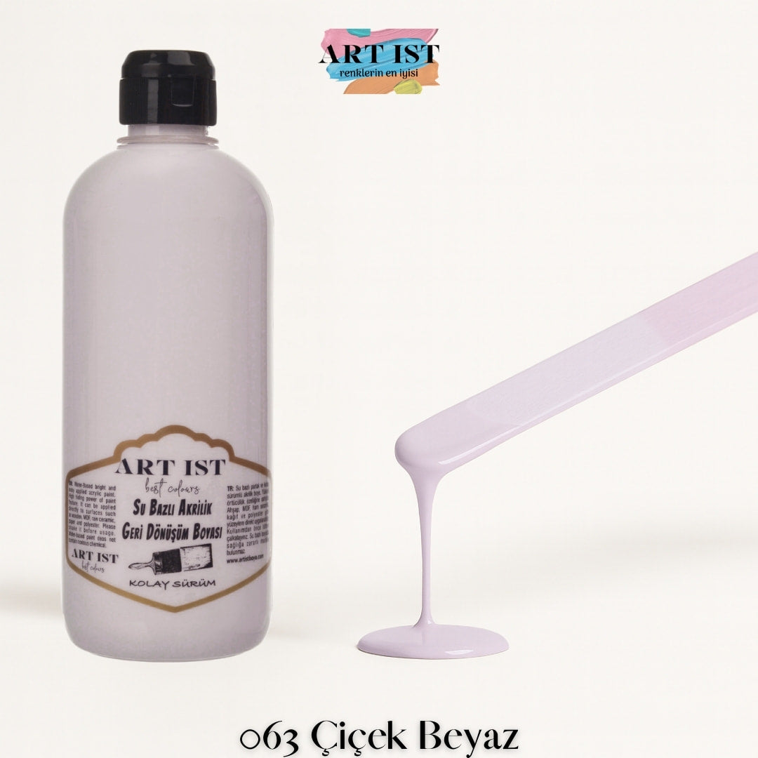 ART IST Geri Donusum Akrilik Boya 500ml – 063 Cicek Beyaz