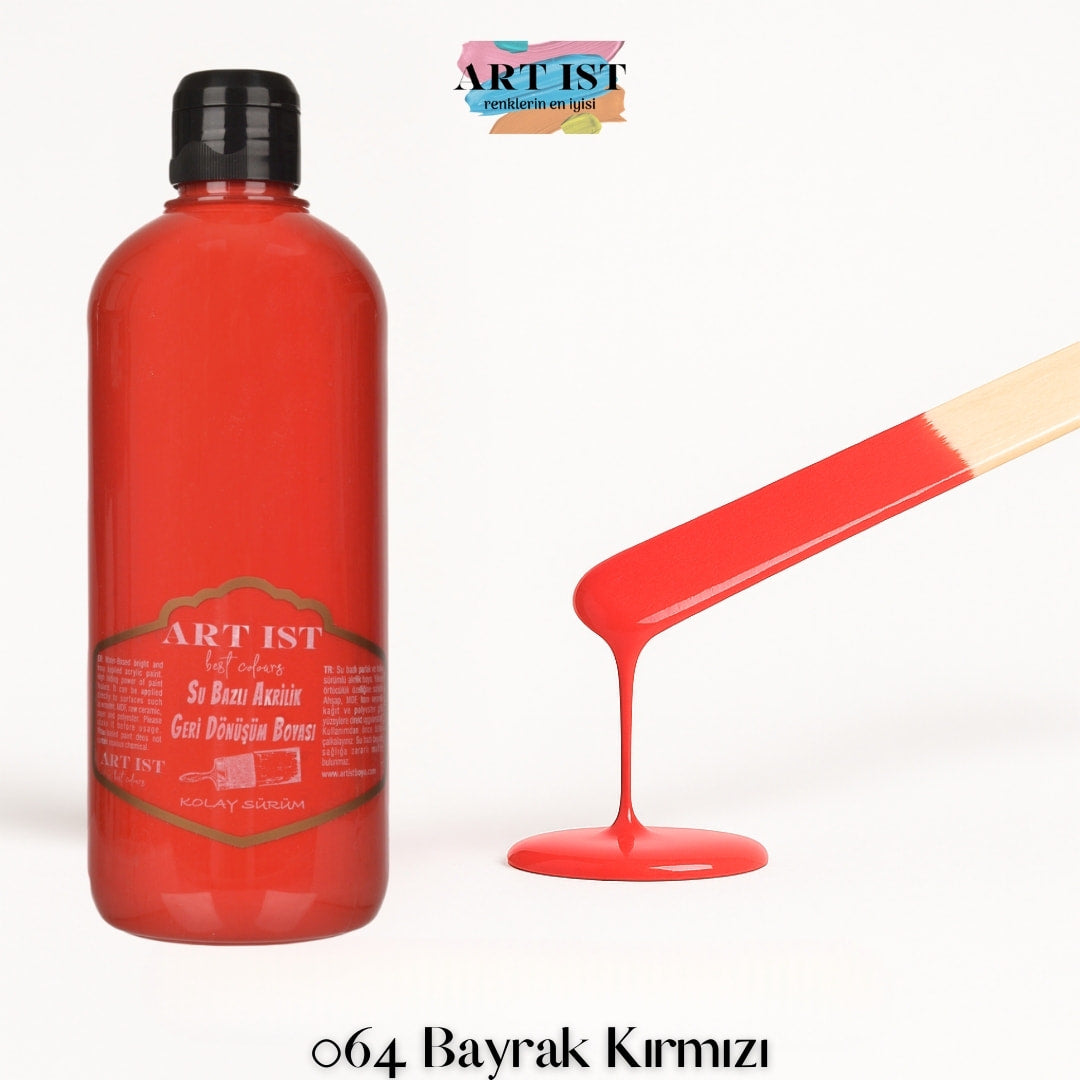 ART IST Geri Donusum Akrilik Boya 500ml – 064 Bayrak Kirmizi