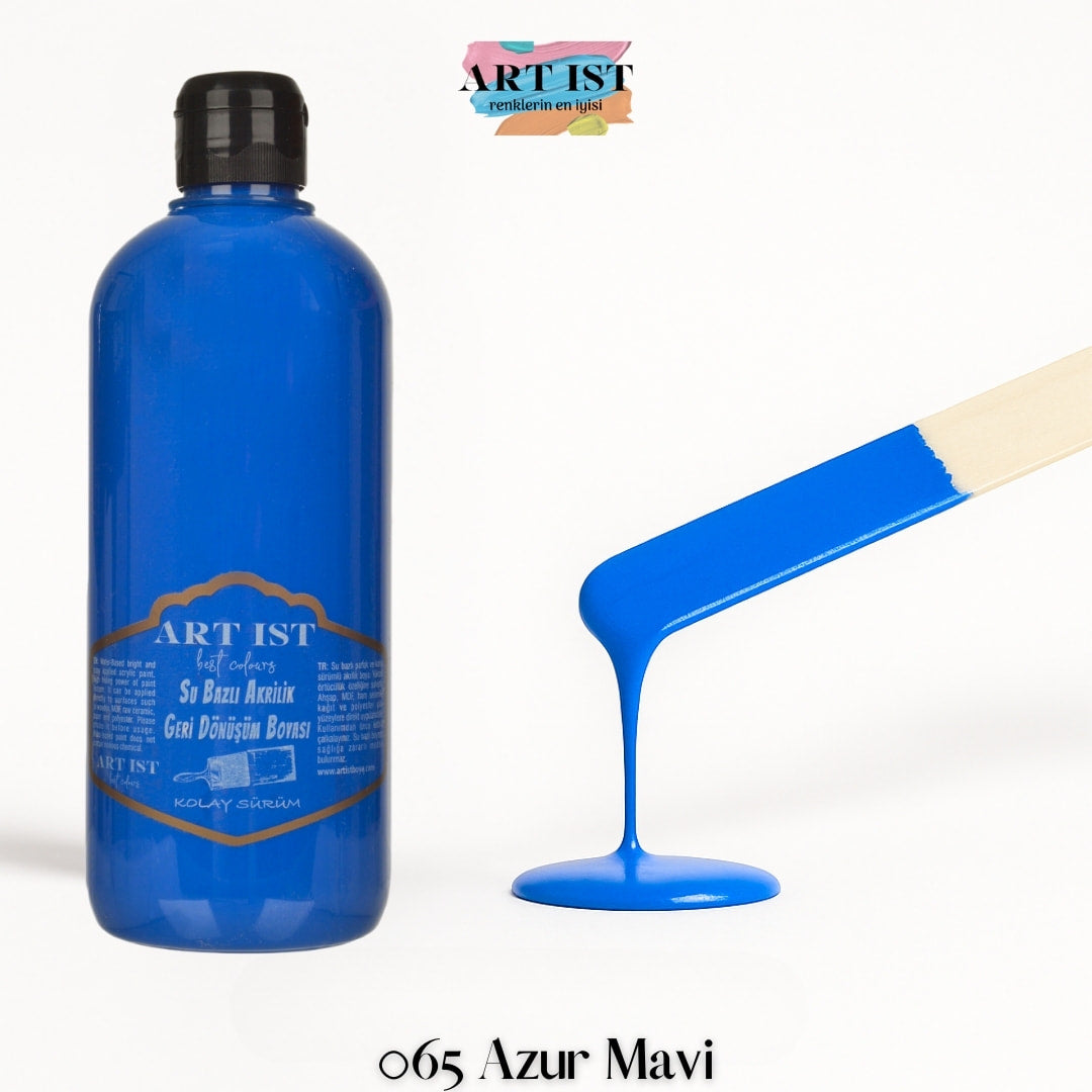 ART IST Geri Donusum Akrilik Boya 500ml – 065 Azur Mavi