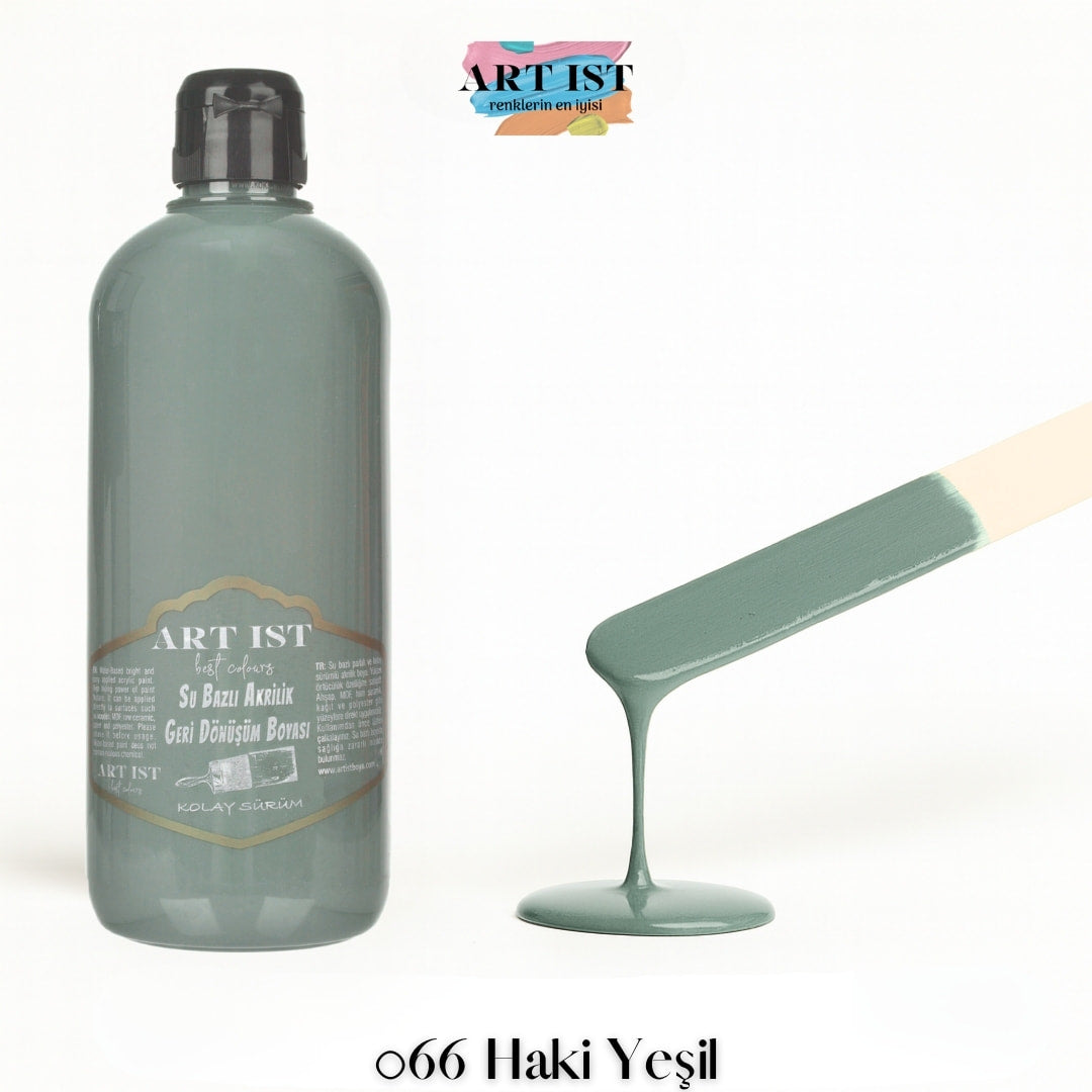 ART IST Geri Donusum Akrilik Boya 500ml – 066 Haki Yesil