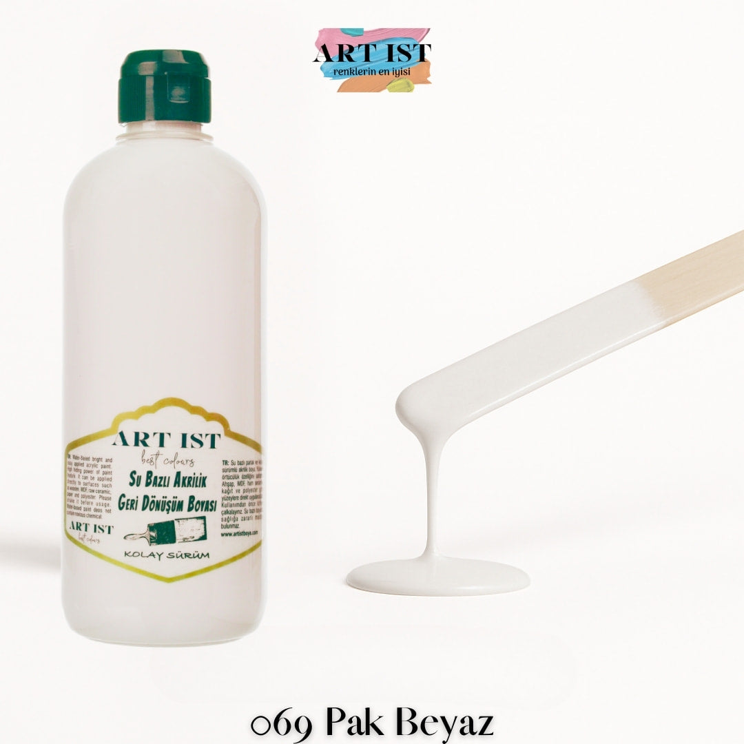 ART IST Geri Donusum Akrilik Boya 500ml – 069 Pak Beyaz