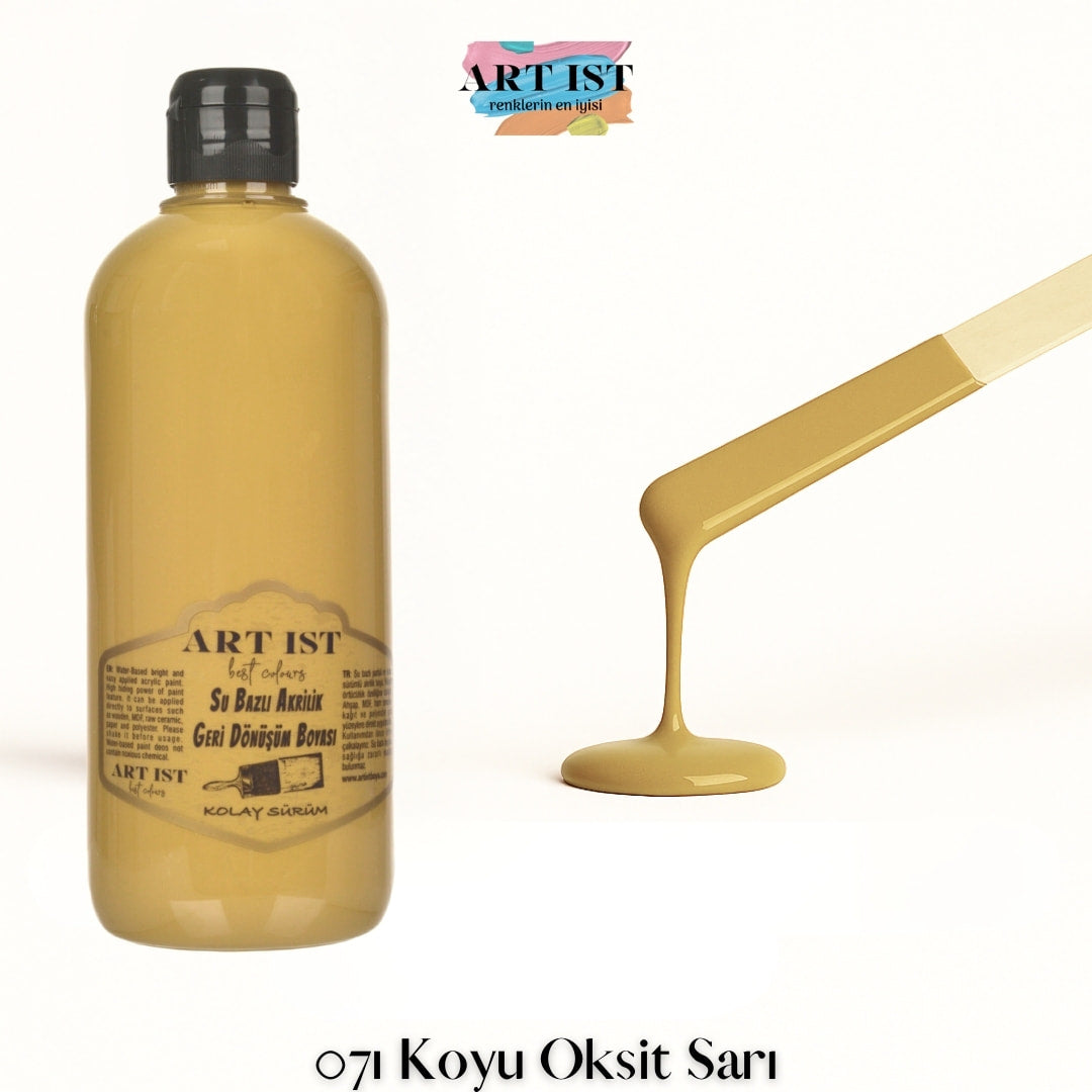 ART IST Geri Donusum Akrilik Boya 500ml – 071 Koyu Oksit Sari