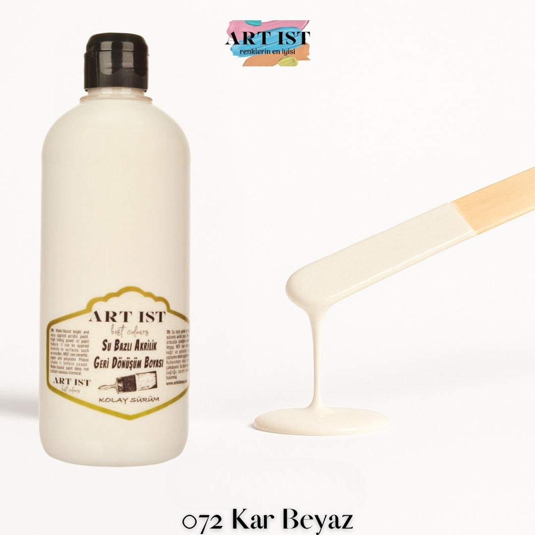 ART IST Geri Donusum Akrilik Boya 500ml – 072 Kar Beyaz
